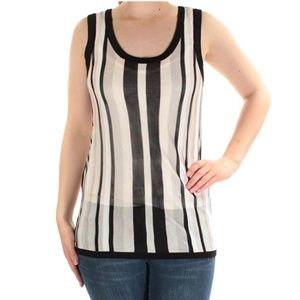 Anne Klein Womens Striped U-Neck Tank Top Sweater